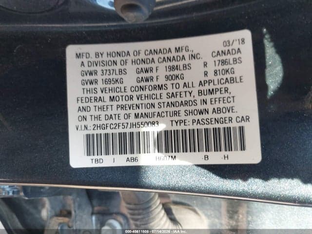 2018 HONDA CIVIC LX 9