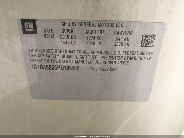 2017 CHEVROLET VOLT LT 9