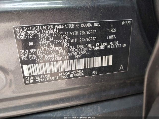 2020 TOYOTA RAV4 XLE 9