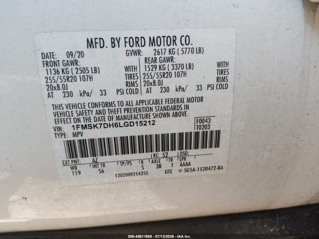 2020 FORD EXPLORER XLT 9