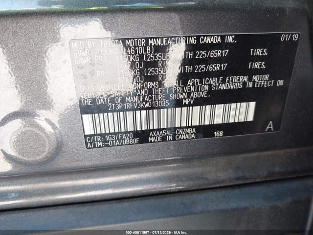 2019 TOYOTA RAV4 XLE 9