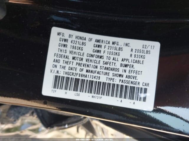 2017 HONDA ACCORD EX-L 9