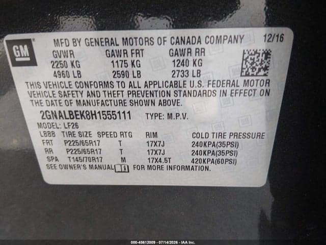 2017 CHEVROLET EQUINOX LS 9