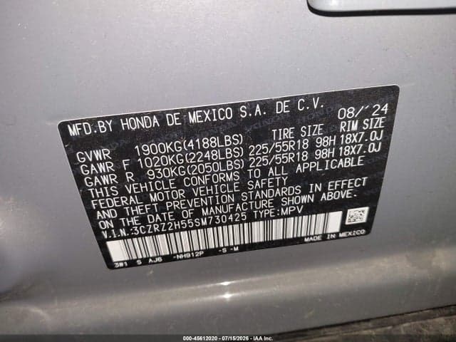 2025 HONDA HR-V AWD SPORT 9