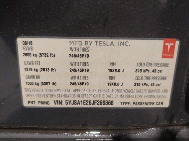 2018 TESLA MODEL S 100D/75D/P100D 9