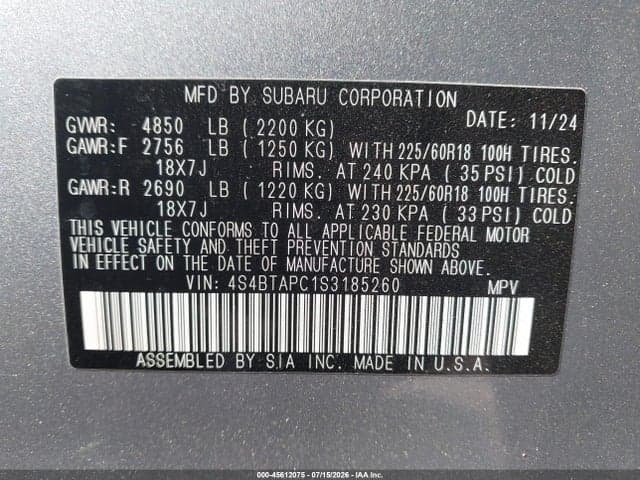2025 SUBARU OUTBACK TOURING 9