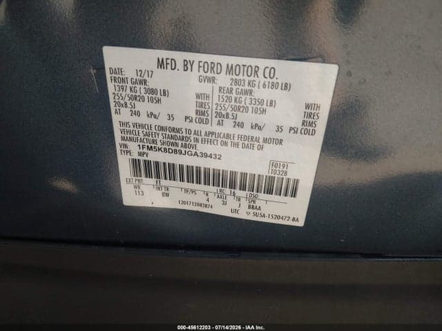 2018 FORD EXPLORER XLT 9