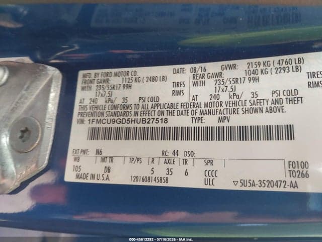 2017 FORD ESCAPE SE 9