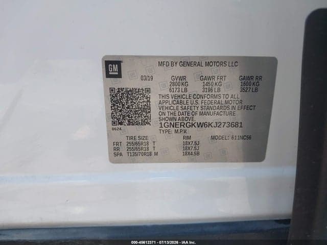 2019 CHEVROLET TRAVERSE 1LT 9