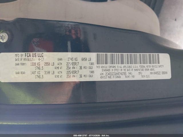 2017 DODGE GRAND CARAVAN SXT 9