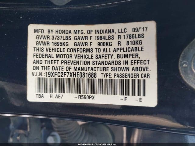 2017 HONDA CIVIC EX 9