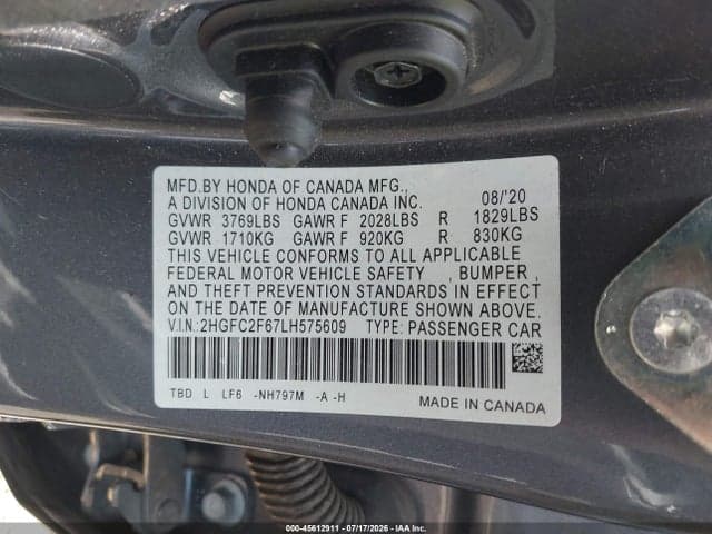 2020 HONDA CIVIC LX 9