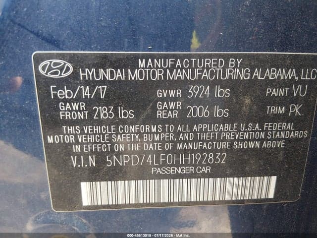 2017 HYUNDAI ELANTRA SE 9