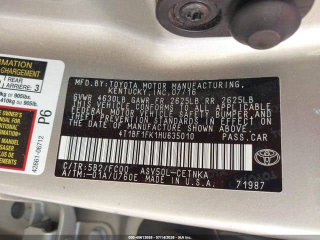 2017 TOYOTA CAMRY LE 9