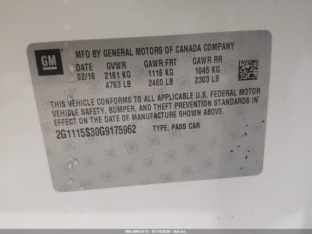 2016 CHEVROLET IMPALA 2LT 9