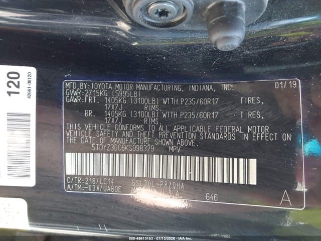 2019 TOYOTA SIENNA XLE 8 PASSENGER 9