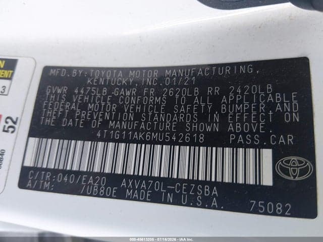 2021 TOYOTA CAMRY SE 9