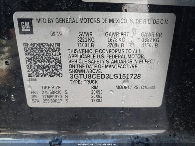 2020 GMC SIERRA 1500 2WD SHORT BOX ELEVATION 9