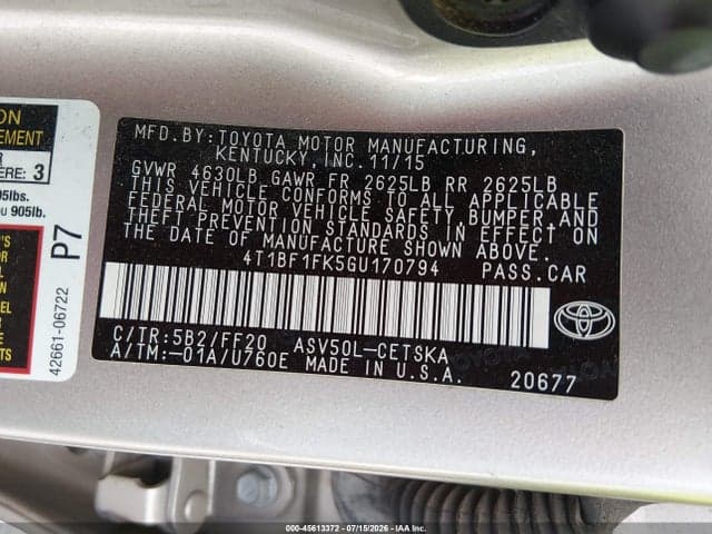 2016 TOYOTA CAMRY SE 9