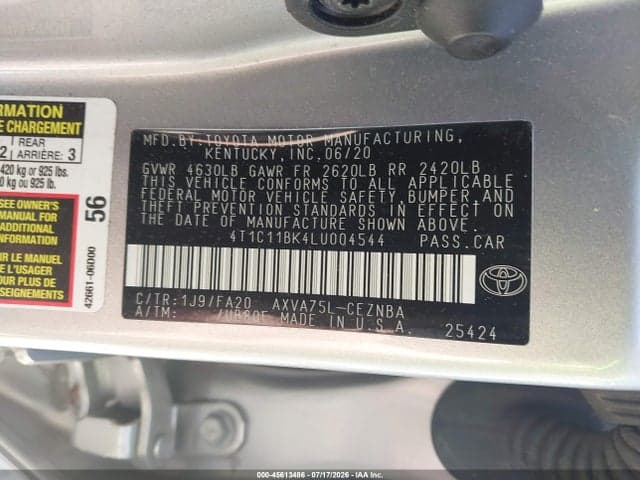 2020 TOYOTA CAMRY LE AWD 9