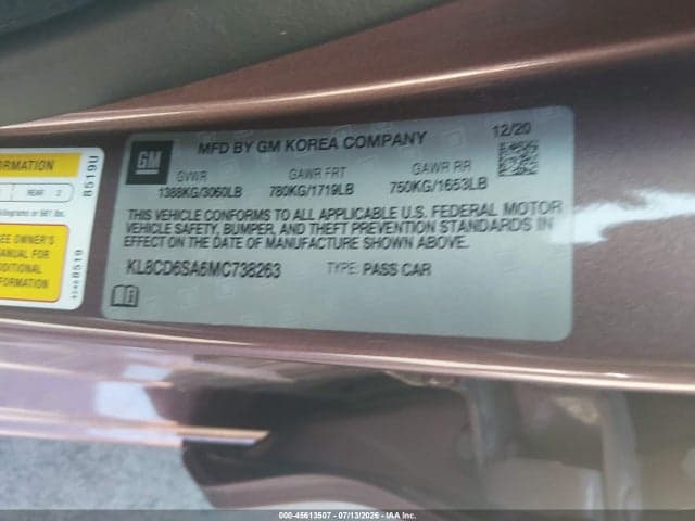 2021 CHEVROLET SPARK FWD 1LT AUTOMATIC 9