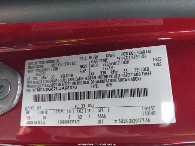 2020 FORD ESCAPE SE 9