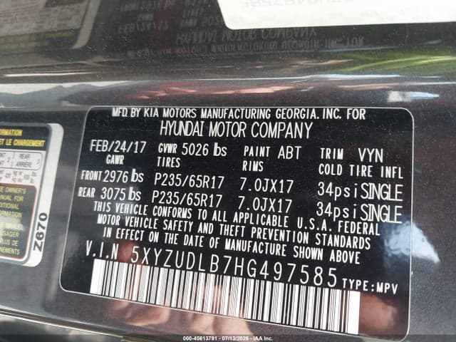 2017 HYUNDAI SANTA FE SPORT 2.4L 8
