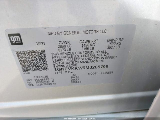 2021 CHEVROLET TRAVERSE AWD PREMIER 9