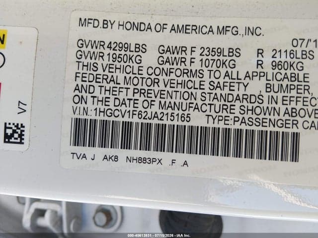 2018 HONDA ACCORD EX-L 9