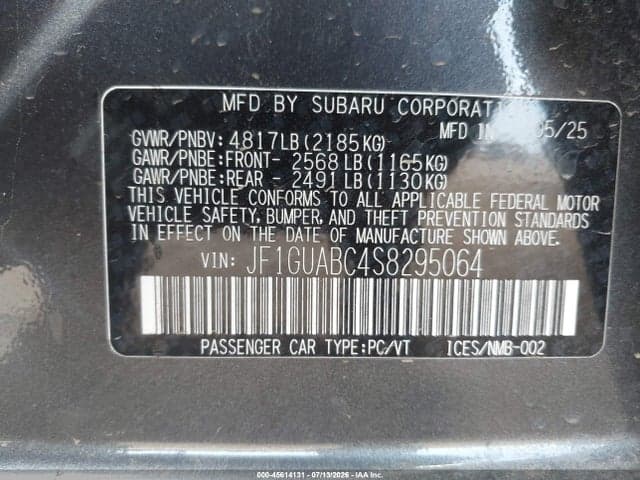 2025 SUBARU IMPREZA BASE 5-DOOR 9