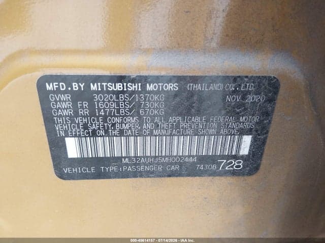 2021 MITSUBISHI MIRAGE CARBONITE EDITION/ES/LE 9