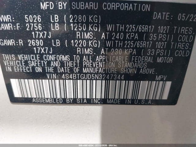 2022 SUBARU OUTBACK WILDERNESS 9