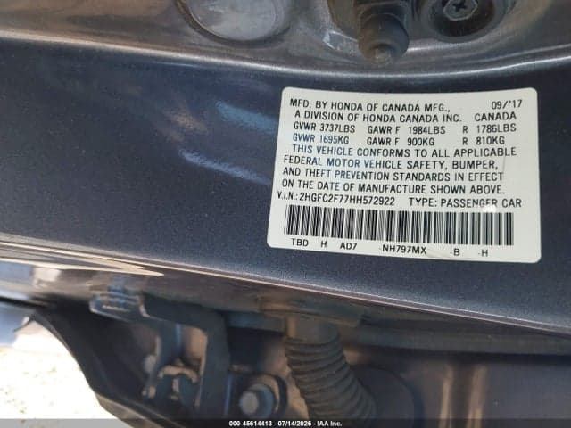2017 HONDA CIVIC EX 9