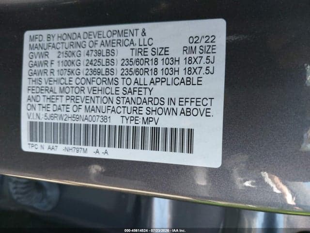2022 HONDA CR-V AWD EX 9
