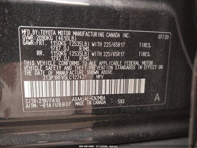 2020 TOYOTA RAV4 XLE 9