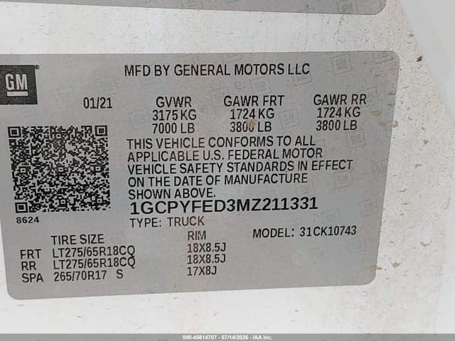 2021 CHEVROLET SILVERADO 1500 4WD STANDARD BED LT TRAIL BOSS 9