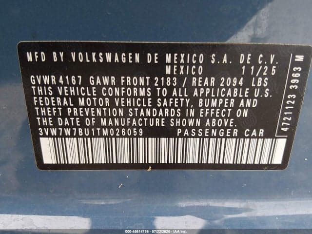 2026 VOLKSWAGEN JETTA SE 9