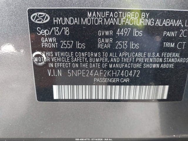 2019 HYUNDAI SONATA SE 9