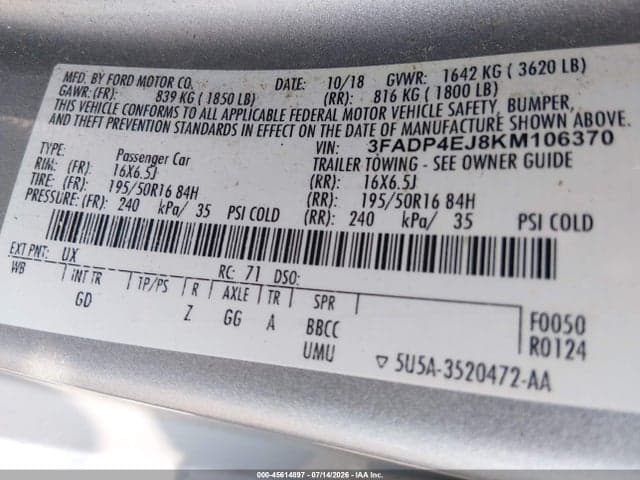2019 FORD FIESTA SE 9
