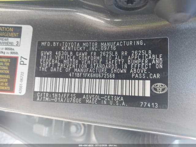 2017 TOYOTA CAMRY SE 9