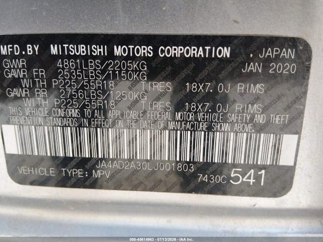 2020 MITSUBISHI OUTLANDER ES 2.4 9