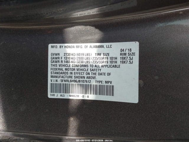 2018 HONDA ODYSSEY ELITE 9