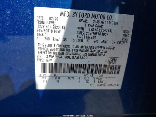 2020 FORD EDGE SEL 9