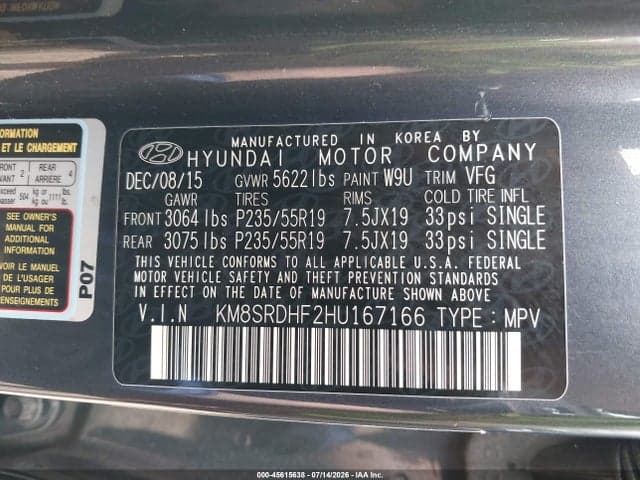 2017 HYUNDAI SANTA FE LIMITED ULTIMATE 9