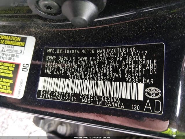 2018 TOYOTA COROLLA LE 9