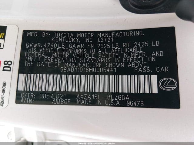 2021 LEXUS ES 250 9