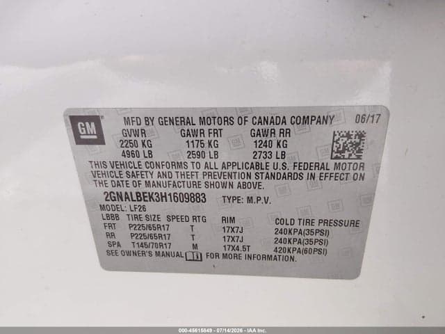 2017 CHEVROLET EQUINOX LS 9