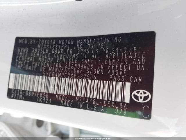 2025 TOYOTA COROLLA LE 9