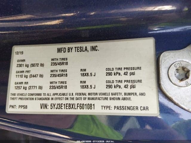 2020 TESLA MODEL 3 LONG RANGE DUAL MOTOR ALL-WHEEL DRIVE 9