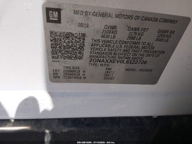 2020 CHEVROLET EQUINOX AWD PREMIER 1.5L TURBO 9